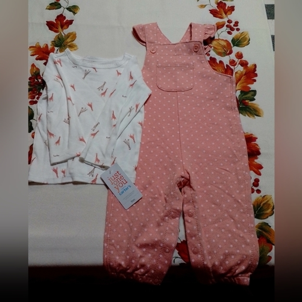 NWT Carter's two piece overalls and shirt set